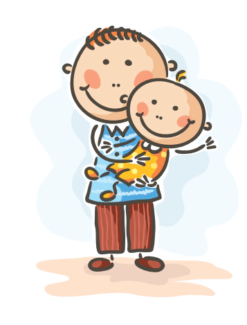 Ilustração de um pai a segurar um bebé