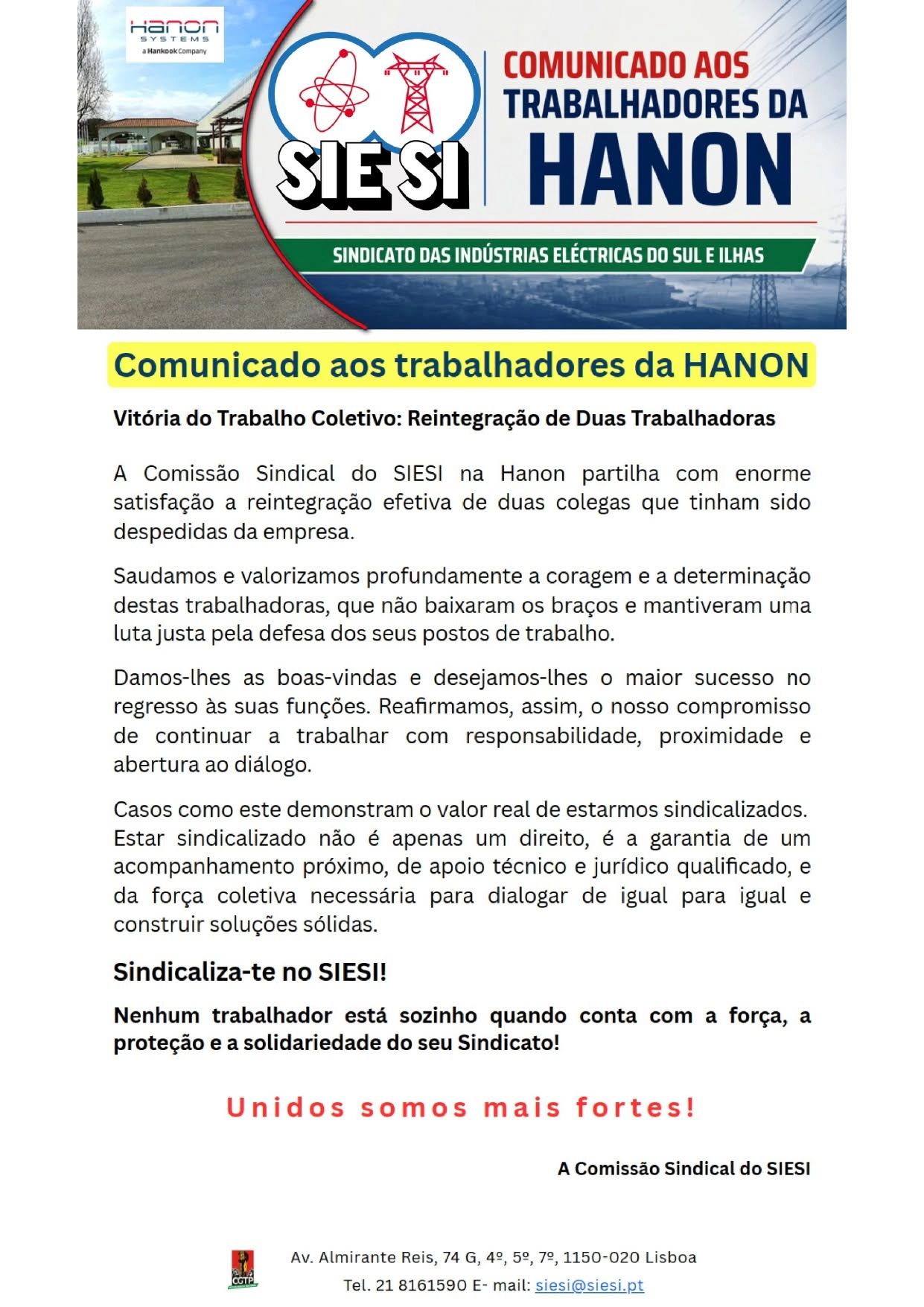 COMUNICADO – Aos trabalhadores da Hanon